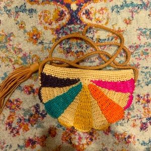 Multicolor straw crossbody bag